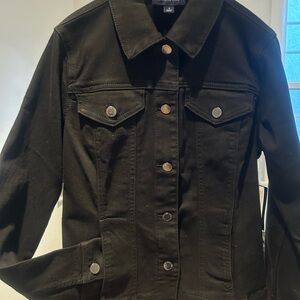 Black denim jacket. Brand new with tags.
